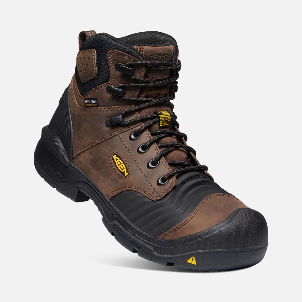 Botas de Trabajo Keen Mexico Marrom/Negros - Hombre Portland 6\" Waterproof (Carbon-Fiber Toe) - FN48